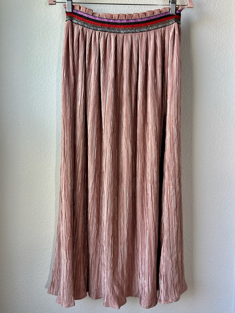 Anthropologie Corey Lynn Calter Dusty Pink Skirt with Sparkly Elastic Waistband